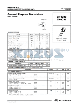 2N4036 datasheet - CASE 79.04, STYLE 1 TO-39 (TO-205AD)