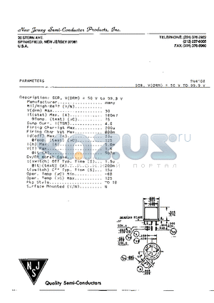 2N4108 datasheet - SCR, V(DRM) = 50V TO 99.9V