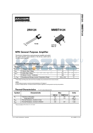 2N4124_01 datasheet - NPN General Purpose Amplifier