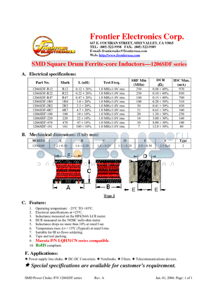 1206SDF-100 datasheet - SMD Square Drum Ferrite-core Inductors