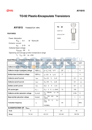 AV1815 datasheet - TO-92 Plastic-Encapsulate Transistors