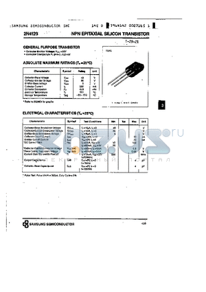 2N4123 datasheet - NPN EPITAXIAL SILICON TRANSISTOR