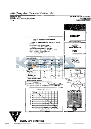 2N4233A datasheet - MEDIUM-POWER SILICON TRANSISTOR