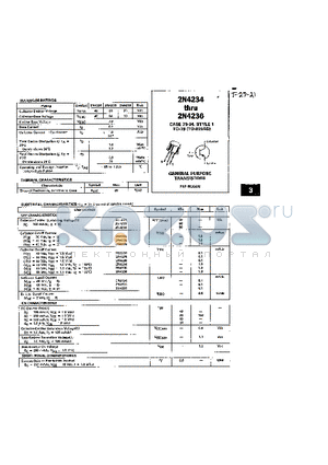 2N4234 datasheet - GENERAL PURPOSE TRANSISTOR (PNP SILICON)