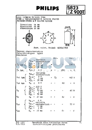 5823 datasheet - COLD CATHODE TRIGGER TUBE