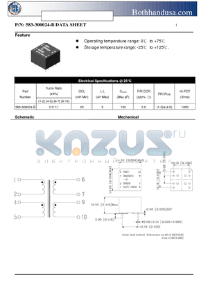 583-300024-B datasheet - ISDN XFMR