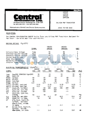 2N4250A datasheet - Silicon PNP Transistors designed for low level - low nosie amplifier applications