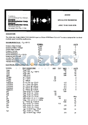 2N4256 datasheet - NPN SILICON TRANSISTOR JEDEC TO-92 CASE(ECB)