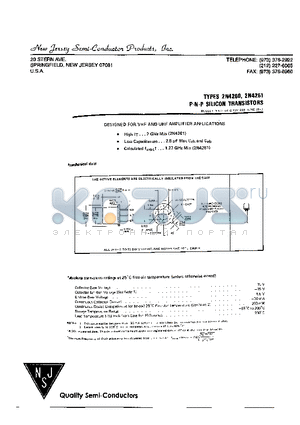 2N4260 datasheet - P-N-P SILICON TRANSISTORS