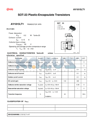 AV1815LT1 datasheet - SOT-23 Plastic-Encapsulate Transistors
