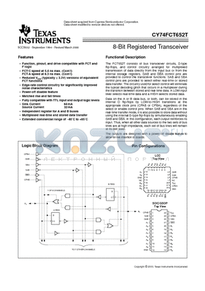 CY74FCT652ATQCT datasheet - 8-Bit Registered Transceiver