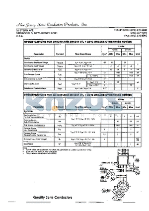 2N4341 datasheet - GATE-SOURCE BREAKDOWN VOLTAGE