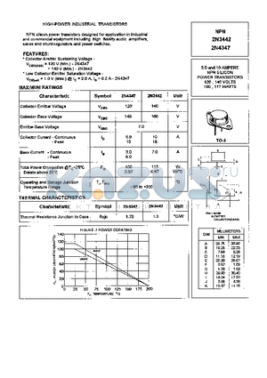 2N4347 datasheet - HIGH-POWER INDUSTRIAL TRANSISTORS