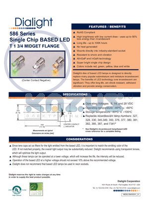 586-1102-001F datasheet - Single Chip BASED LED T 1 3/4 MIDGET FLANGE