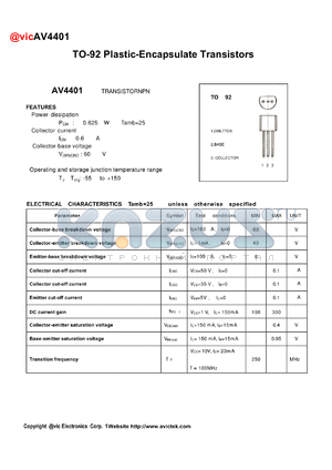 AV4401 datasheet - TO-92 Plastic-Encapsulate Transistors