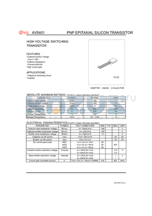 AV5401 datasheet - PNP EPITAXIAL SILICON TRANSISTOR