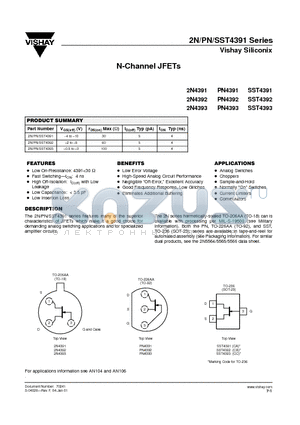 2N4392 datasheet - N-Channel JFETs