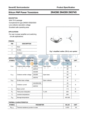 2N4398 datasheet - Silicon PNP Power Transistors