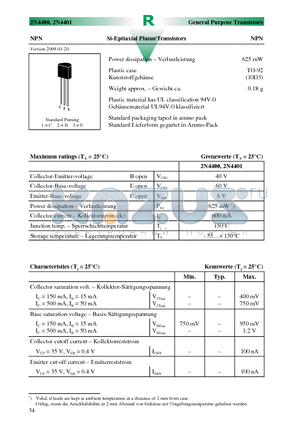 2N4400 datasheet - Si-Epitaxial PlanarTransistors