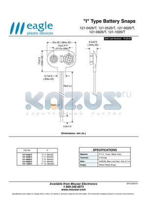 121-0526/T datasheet - I Type Battery Snaps