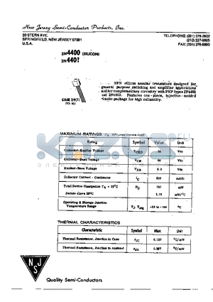 2N4400 datasheet - NPN SILICON ANNULAR TRANSISTORS