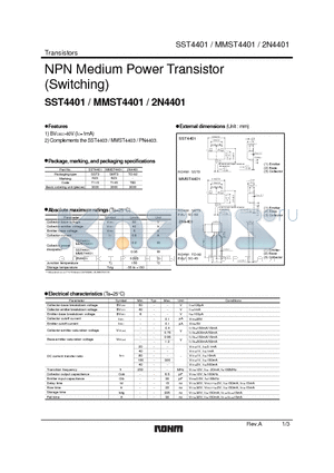 2N4401 datasheet - NPN Medium Power Transistor (Switching)