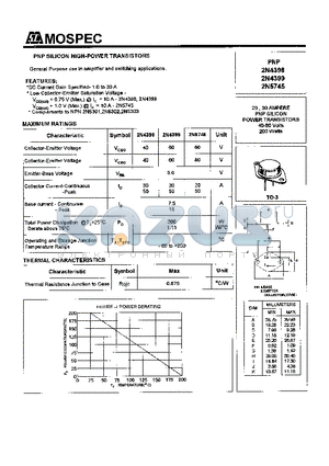 2N4399 datasheet - POWER TRANSISTORS(200W)