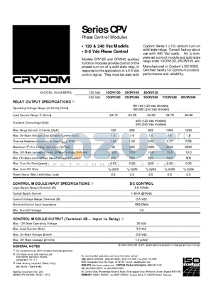 75CPV240 datasheet - Phase Control Modules