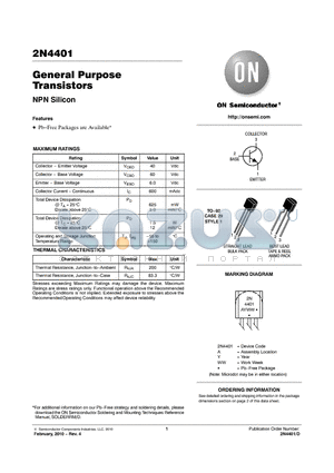 2N4401G datasheet - General Purpose Transistors