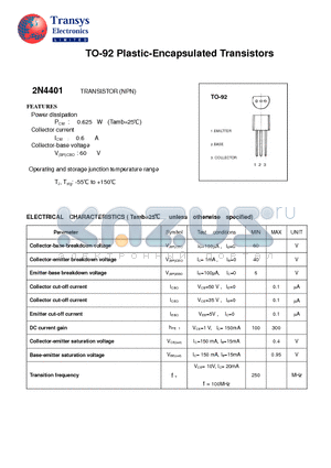 2N4401 datasheet - TO-92 Plastic-Encapsulated Transistors