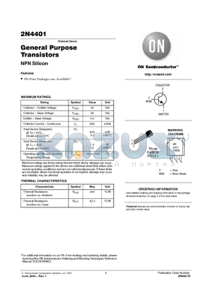 2N4401RLRA datasheet - General Purpose Transistors