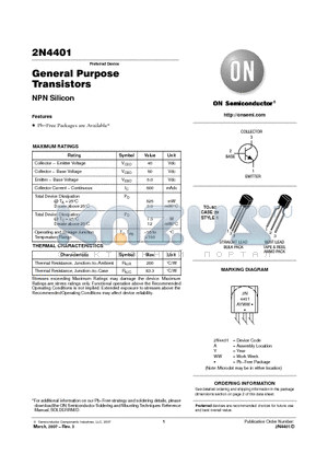 2N4401RLRA datasheet - General Purpose Transistors NPN Silicon