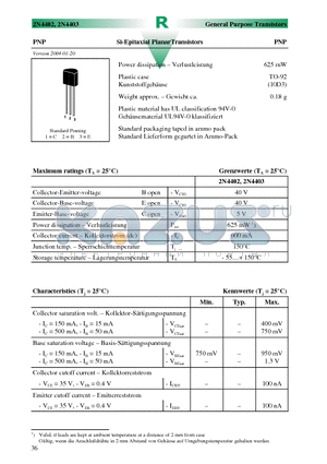 2N4402 datasheet - Si-Epitaxial PlanarTransistors