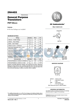 2N4403 datasheet - General Purpose Transistors