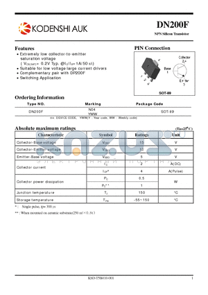 DN200F datasheet - Extremely low collector-to-emitter saturation voltage