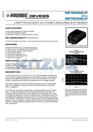 587B062LP datasheet - LOW PROFILE 240V AC POWER LINE SURGE SUPPRESSOR