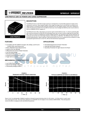 587B301LP datasheet - low profile 120v acpower line surge suppressor