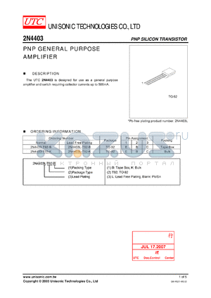 2N4403_07 datasheet - PNP GENERAL PURPOSE AMPLIFIER