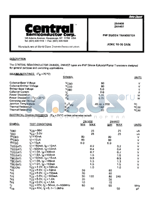 2N4407 datasheet - PNP SILICON TRANSISTOR