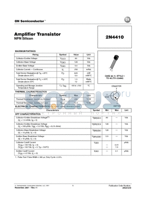 2N4410 datasheet - Amplifier Transistor(NPN Silicon)