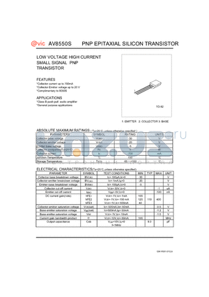 AV8550S datasheet - PNP EPITAXIAL SILICON TRANSISTOR