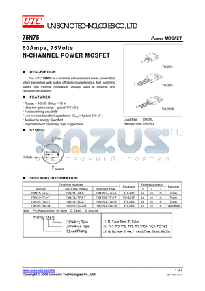 75N75_09 datasheet - 80Amps, 75Volts N-CHANNEL POWER MOSFET