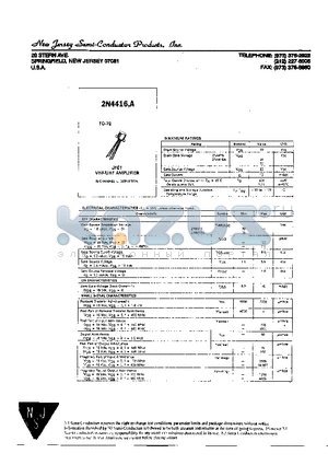 2N4416A datasheet - JFET VHF/UHF AMPLIFIER