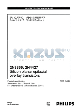 2N4427 datasheet - Silicon planar epitaxial overlay transistors