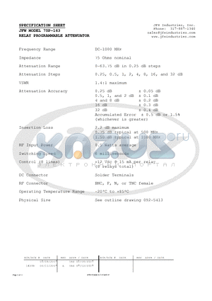 75P-163 datasheet - RELAY PROGRAMMABLE ATTENUATOR