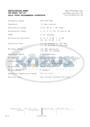 75P-167 datasheet - SOLID STATE PROGRAMMABLE ATTENUATOR