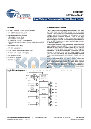 CY7B991V_07 datasheet - Low Voltage Programmable Skew Clock Buffer