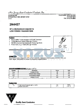 2N4427 datasheet - RF&MICROWAVE DISCRETE