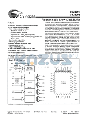 CY7B992-2 datasheet - Programmable Skew Clock Buffer