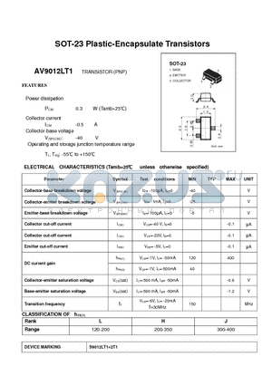 AV9012LT1 datasheet - SOT-23 Plastic-Encapsulate Transistors